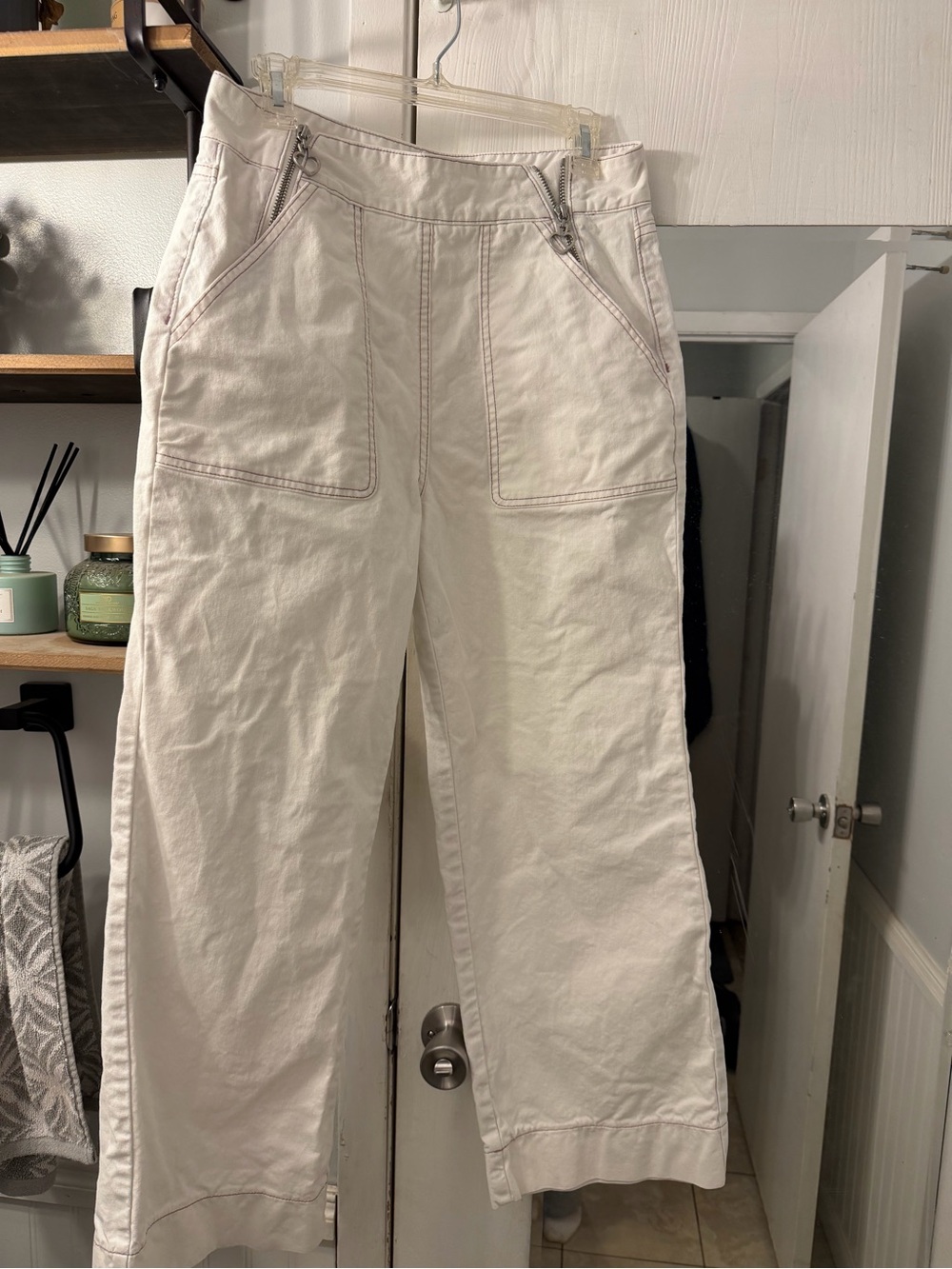 kate spade Cream Wide-Leg Cargo Pants